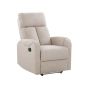 Recliner Chair Beige Fabric Upholstery Polyester White LED Light USB Port Modern Design Living Room Armchair