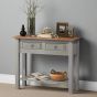 MORVANE Console Table Solid Pine with 2 Drawers - Grey