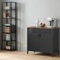 BRIVANE Storage Cabinet Floor Standing Cabinet with Door and Adjustable Shelf - Rustic Brown and Black