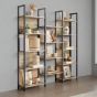 GRALVEN Bookshelf 14-Shelf Bookcase with Metal Frame - Brown and Black