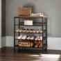 KESTRELLE 5-Tier Wooden Shoe Rack with Metal Frame - Rustic Brown and Black