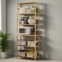 ALVERIX Bookshelf 6-Tier Bamboo Freestanding Adjustable Shelf Unit - Natural