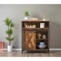 FENVIRA Storage Cabinet Unit with Sliding Door and Adjustable Shelf - Rustic Brown