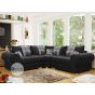 Verona Premium Fabric Back Style Pillows Corner Sofa - Black
