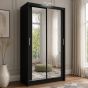 AURORA 2 Door Mirrored Sliding Wardrobe Black - 150cm