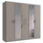 Wardrobe - DOCKER 5 Door Mirrored Wardrobe Grey 225cm