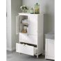 ZEPHRON Bathroom Cabinet Tall Storage Cupboard with 2 Doors, 2 Drawers and Adjustable Shelf - White