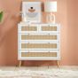 White Rattan Chest of Drawers - CARDANO Medium Chest  5 Drawers