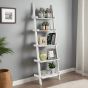 PRISTANE Ladder Shelf 5-Tier Leaning Storage Bookcase - White