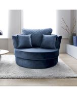 Chic Velvet Swivel Chair - Dark Blue