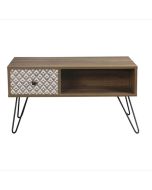 Casablanca Black Wired Legs Coffee Table with 1 Drawer - Brown