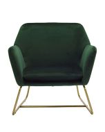 Charles Gold Frame Armchair With Cushion - Green