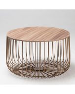 Enzo Large Cage Style Coffee Table With Oak Top - Gold Frame