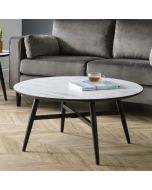 Firenze Steel Legs Frame Marble Effect Coffee Table - White Marble