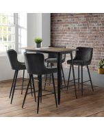 Luxe Upholstered Black Painted Legs Velvet Bar Stool - Grey