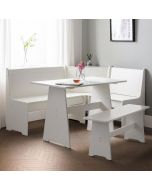 Newport Stylish Corner Dining Set With Storage Bench - Surf White