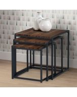 Tribeca Black Metal Frame 3 Nest Of Tables - Walnut