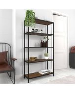 Ealing Black Metal With Rustic Wood Effect Bookcase - Vintage Pine