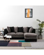 Aruba Black and Grey Chenille Fabric Corner Sofa