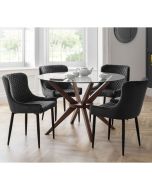 Luxe Upholstered Black Legs Dining Chair - Grey Velvet