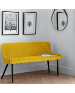Luxe Classic Style High Back Velvet Bench - Mustard