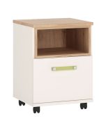 4Kids 1 Door Desk Mobile - Light Oak and white High Gloss (lemon handles)