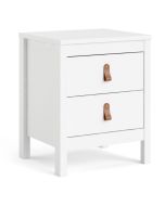Barcelona Bedside Table 2 Drawers in White