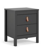 Barcelona Bedside Table 2 Drawers in Matt Black - Matt Black
