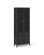 Barcelona China cabinet 2 doors w/glass + 3 drawers in Matt Black - Matt Black