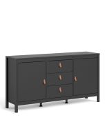 Barcelona Sideboard 2 doors + 3 drawers  in Matt Black - Matt Black