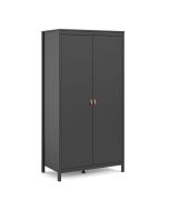 Barcelona Wardrobe with 2 Doors in Matt Black - Matt Black
