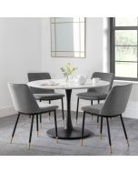 Delaunay Modern Design Grey Velvet With Black Legs Dining Chair - Grey