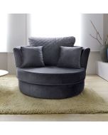 Chic Velvet Swivel Chair - Dark Grey