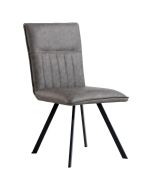 Metal Angled Leg Design PU Grey Dining Chair