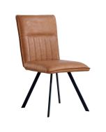 Metal Angled Leg Design PU Tan Dining Chair