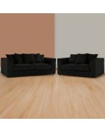 Desmond Jumbo Cord 3 Seater and 2 Seater Sofa Set - Black