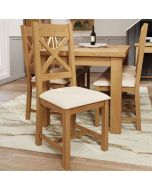 Cross Back Fabric Dining Chair - Medium Oak Finish