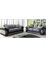 Dino Jumbo Cord Black and Grey Sofa Set