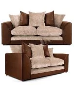 Aruba Fabric 3 Seater and 2 Seater Sofa Set - Brown and Beige