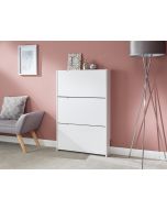 Narrow High Gloss 3 Tier Shoe Cabinet White