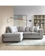 DOROTA Fabric 4 Seater L Shaped - Left Hand Facing Corner Sofa - Light Grey