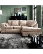 Gilliver Crushed Chenille Corner Sofa - Right Arm Cream