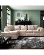 Gilliver Plus Crushed Chenille Corner Sofa - Left Arm Cream