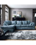Gilliver Plus Crushed Chenille Corner Sofa - Left Arm Dark Blue