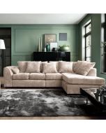 Gilliver Plus Crushed Chenille Corner Sofa - Right Arm Cream