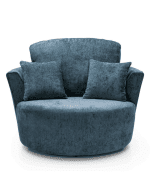 Gilliver Crushed Chenille Swivel Chair - Dark Blue