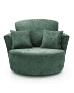 Gilliver Crushed Chenille Swivel Chair - Rifle Green