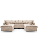 Gilliver Crushed Chenille U Shape Sofa - Cream
