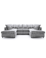Gilliver Crushed Chenille U Shape Sofa - Light Grey