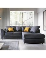 Bethan Velvet Corner Sofa - Right Arm Dark Grey